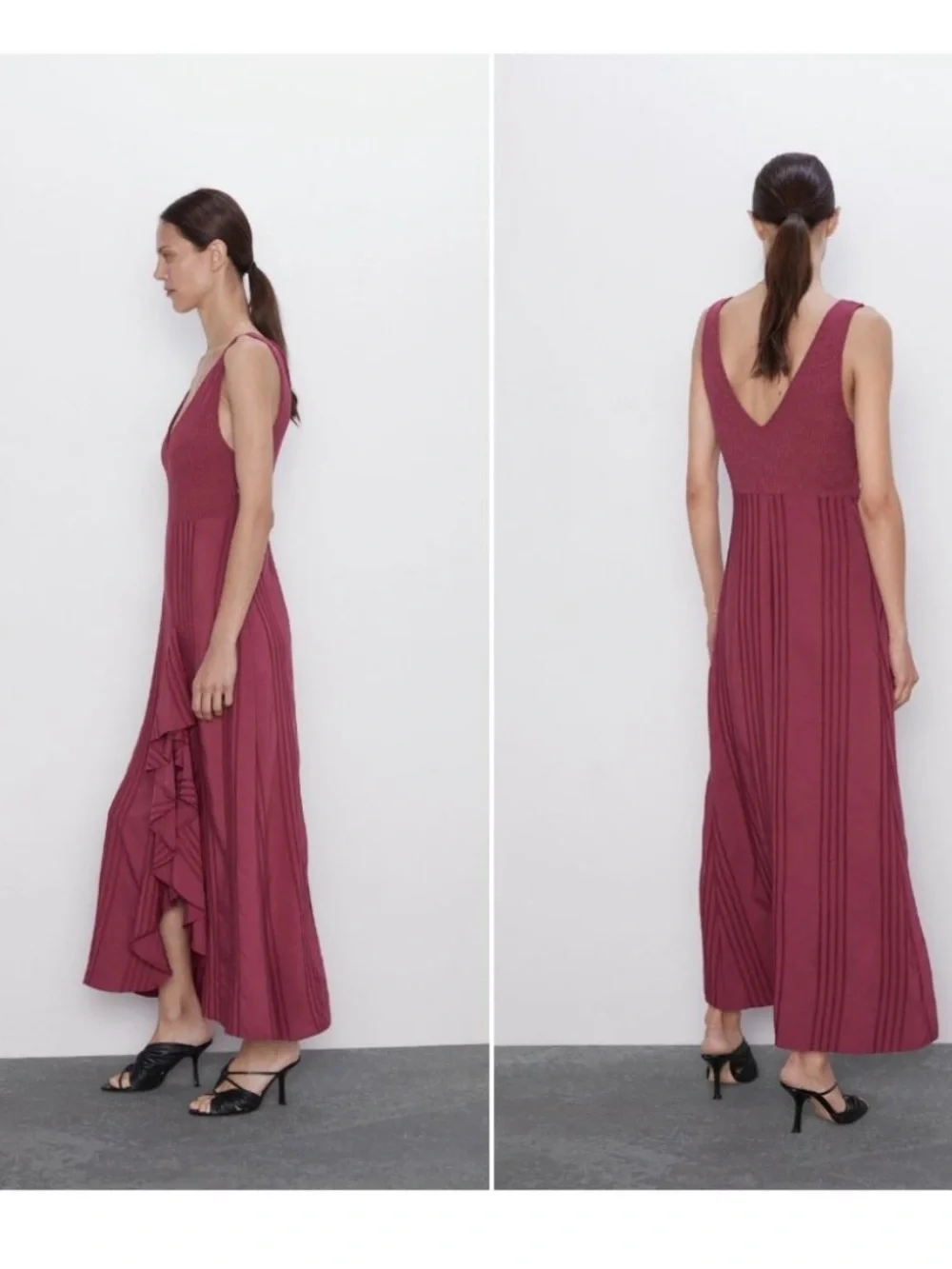 NEW Zara red ruffle maxi sleeveless Dress size medium